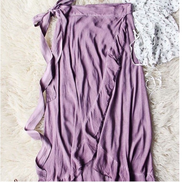 Lavender, distressed, high low skirt - Picture 1 of 5